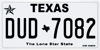 TX license plate DUD7082