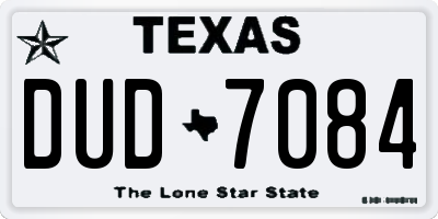 TX license plate DUD7084