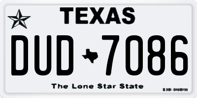 TX license plate DUD7086