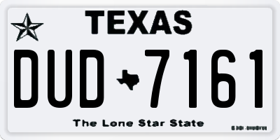 TX license plate DUD7161