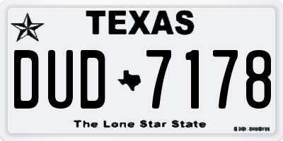 TX license plate DUD7178