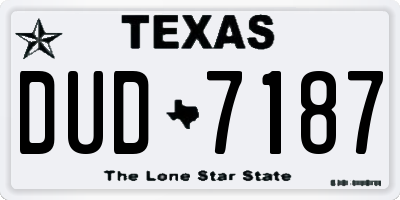 TX license plate DUD7187