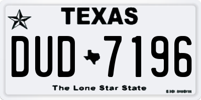 TX license plate DUD7196