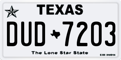 TX license plate DUD7203