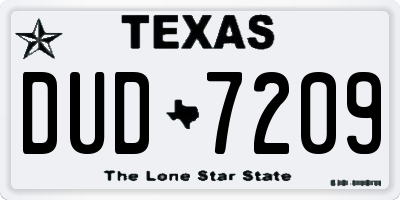 TX license plate DUD7209