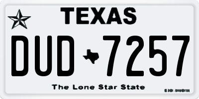 TX license plate DUD7257