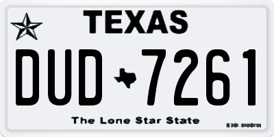 TX license plate DUD7261