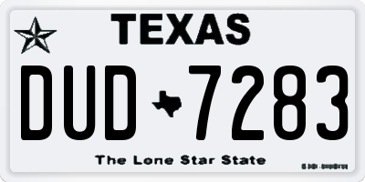 TX license plate DUD7283