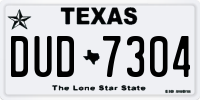 TX license plate DUD7304