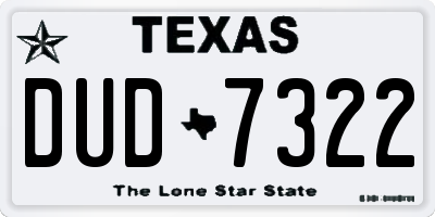 TX license plate DUD7322