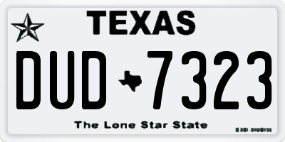 TX license plate DUD7323
