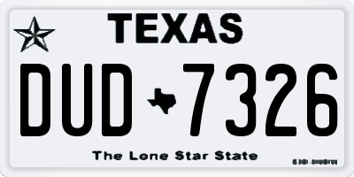 TX license plate DUD7326