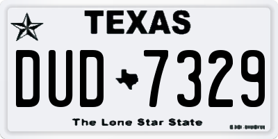 TX license plate DUD7329