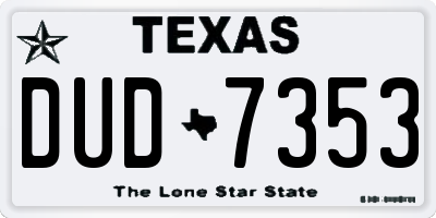 TX license plate DUD7353