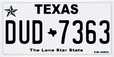 TX license plate DUD7363