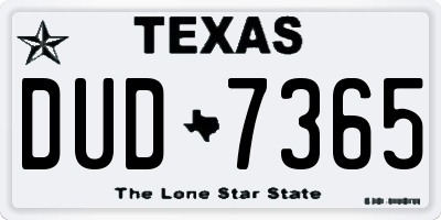 TX license plate DUD7365