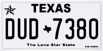 TX license plate DUD7380