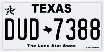 TX license plate DUD7388