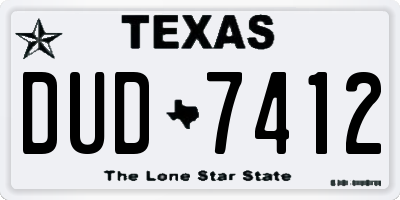 TX license plate DUD7412