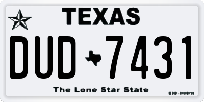 TX license plate DUD7431