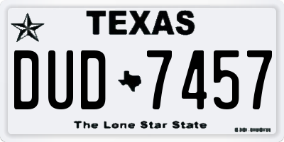 TX license plate DUD7457