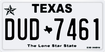 TX license plate DUD7461