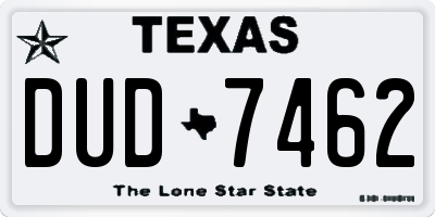TX license plate DUD7462