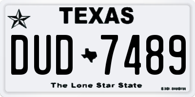 TX license plate DUD7489
