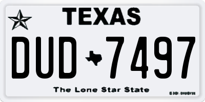 TX license plate DUD7497