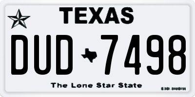TX license plate DUD7498