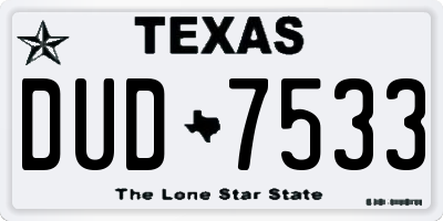 TX license plate DUD7533