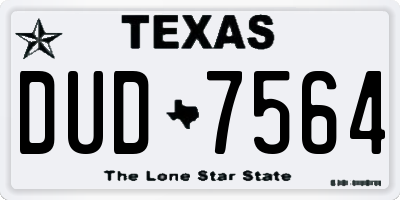 TX license plate DUD7564