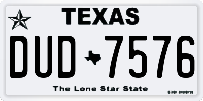 TX license plate DUD7576