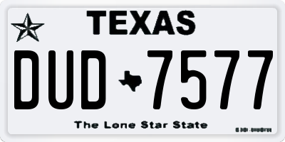 TX license plate DUD7577