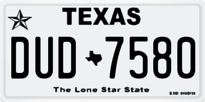 TX license plate DUD7580