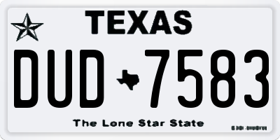 TX license plate DUD7583
