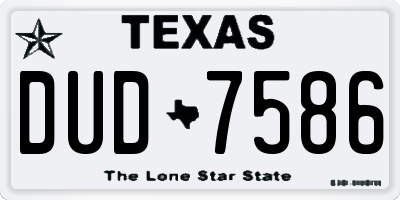 TX license plate DUD7586