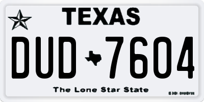 TX license plate DUD7604