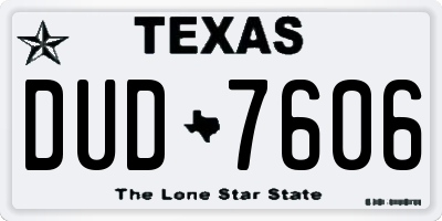 TX license plate DUD7606