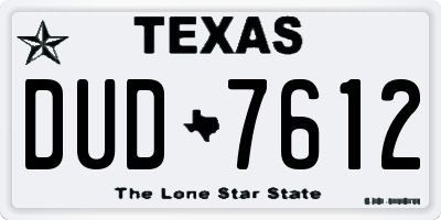 TX license plate DUD7612
