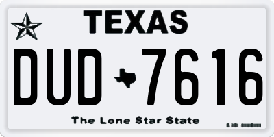 TX license plate DUD7616