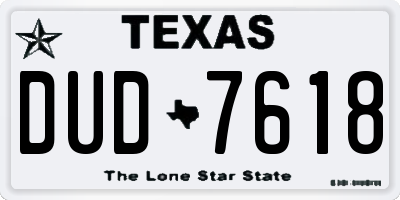 TX license plate DUD7618
