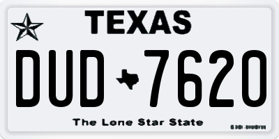 TX license plate DUD7620
