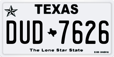 TX license plate DUD7626