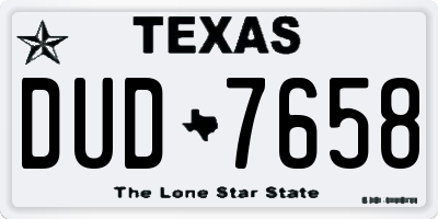 TX license plate DUD7658