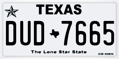 TX license plate DUD7665