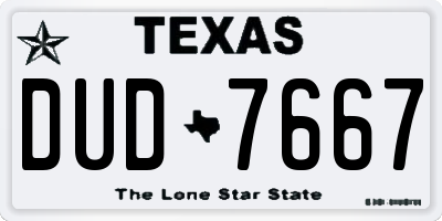 TX license plate DUD7667