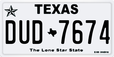 TX license plate DUD7674