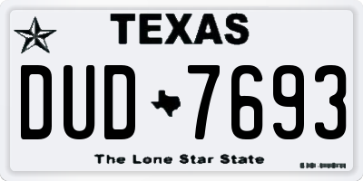 TX license plate DUD7693