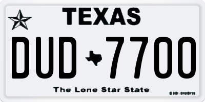 TX license plate DUD7700